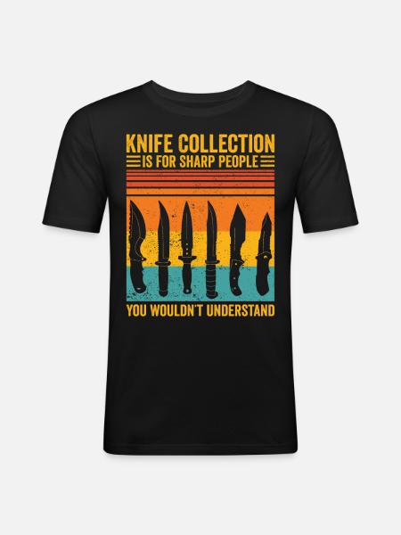 Funny knife collector - Men's Slim Fit T-Shirt - black