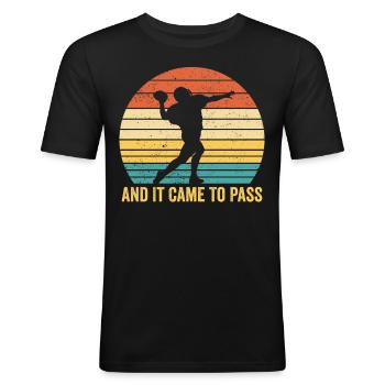 Drôle de missionnaire mormon LDS Soccer - T-shirt près du corps Homme - noir - Devant - Nik (191cm)