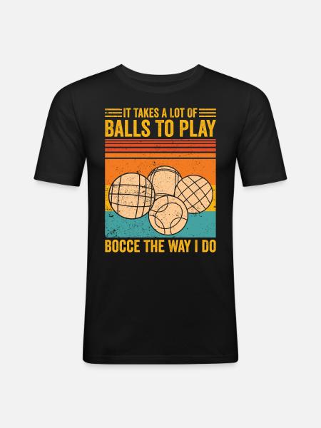 Funny bocce ball - Men's Slim Fit T-Shirt - black