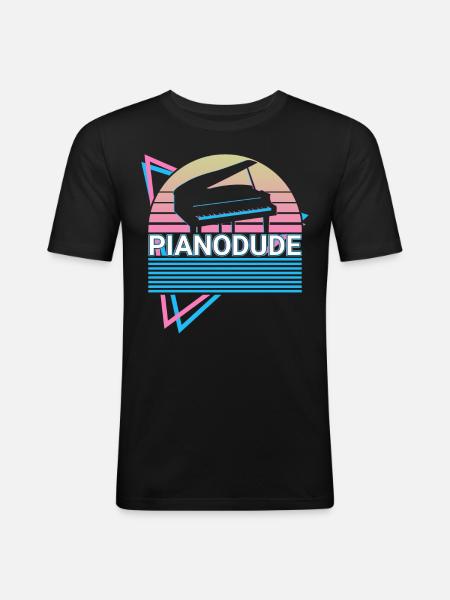 Piano Dude Keyboard Piano Retro - Men's Slim Fit T-Shirt - black