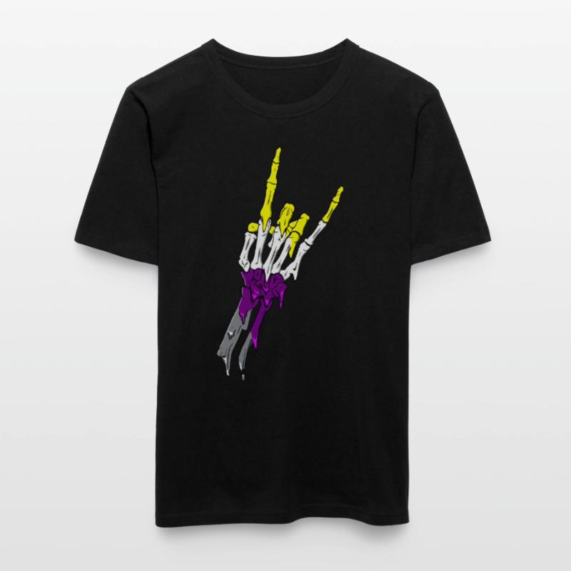 Non Binary Pride Flag Devil Horn Skeleton Subtle Männer Slim Fit T-Shirt