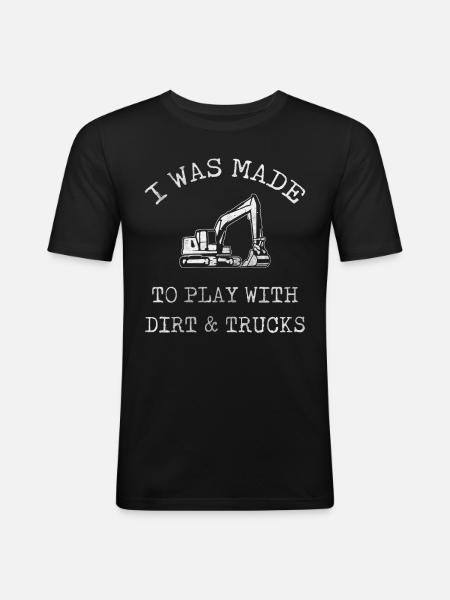 Excavator Operator Retro - Men's Slim Fit T-Shirt - black