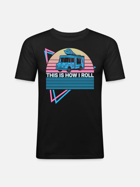 Eiscreme Retro - Männer Slim Fit T-Shirt - Schwarz
