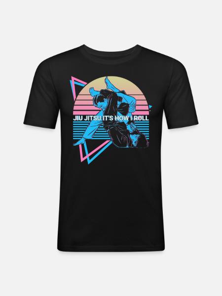 Funny Jiu Jitsu Retro - Men's Slim Fit T-Shirt - black