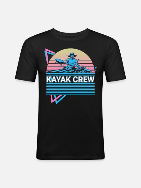 Kayak Kayaking Retro - Men's Slim Fit T-Shirt - black