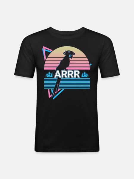 Parakeet Parrot Retro - Men's Slim Fit T-Shirt - black