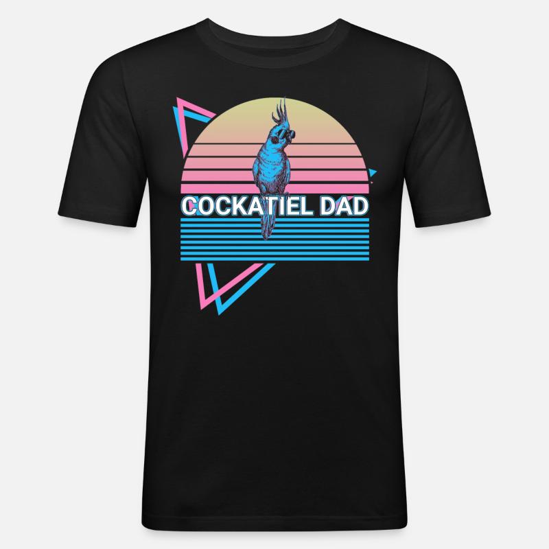 Nymphensittich Papa Papagei Retro - Männer Slim Fit T-Shirt - Schwarz