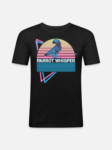 Parrot Whisperer Cockatiel Retro - Men's Slim Fit T-Shirt - black