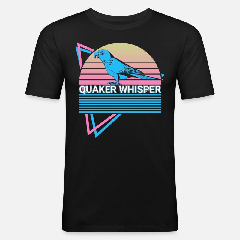 Quaker Whisperer Parrot Retro - Men's Slim Fit T-Shirt - black