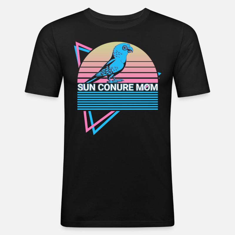 Sonnensittich Mama Sittich Retro - Männer Slim Fit T-Shirt - Schwarz