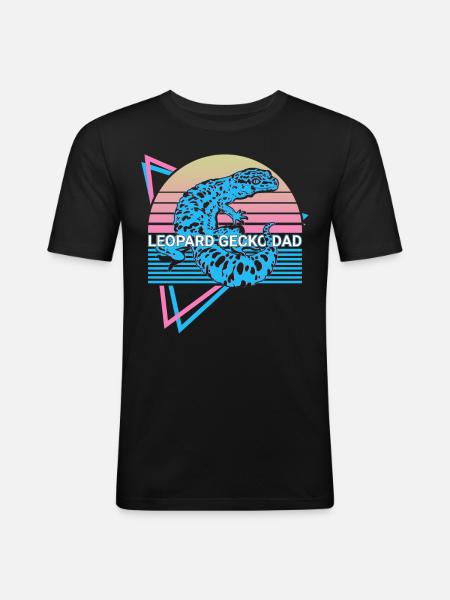 Leopard Gecko Papa Retro - Men's Slim Fit T-Shirt - black