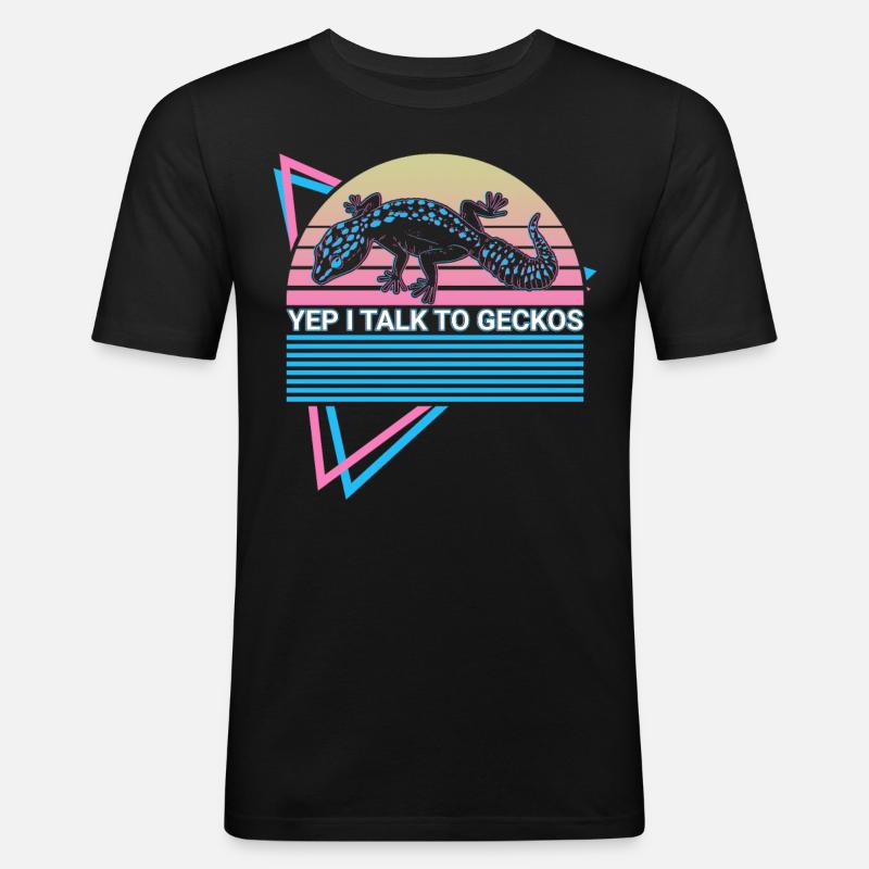 Leopard Gecko Retro - Men's Slim Fit T-Shirt - black