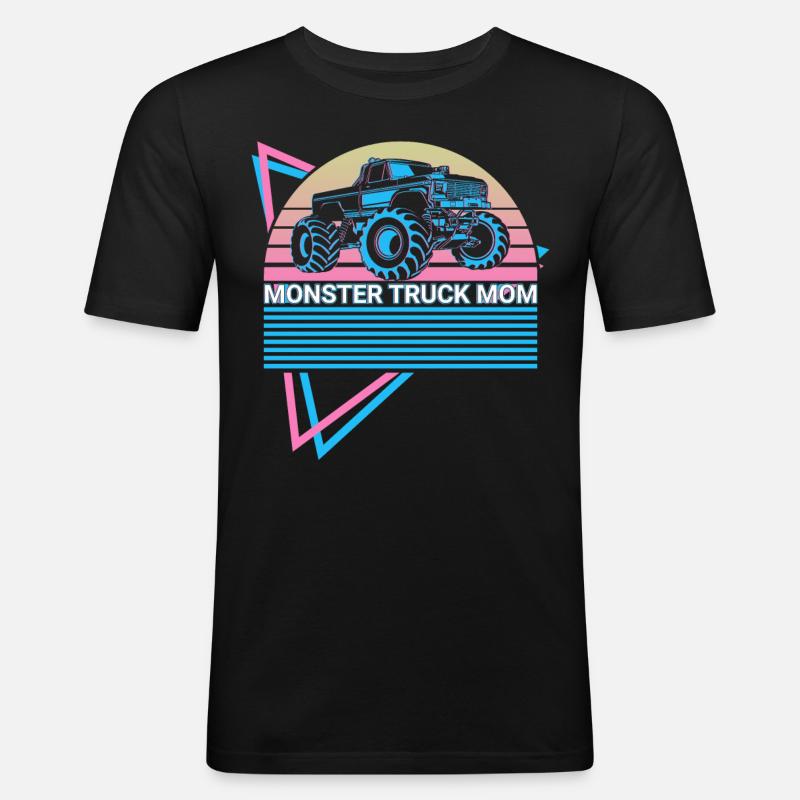 Monstertruck Mama Retro - Männer Slim Fit T-Shirt - Schwarz