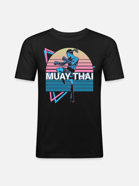 Muay Thai Kickboxing Retro - Men's Slim Fit T-Shirt - black