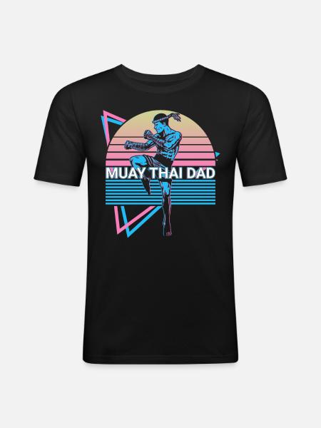 Muay Thai Dad Kickboxing Retro - Men's Slim Fit T-Shirt - black