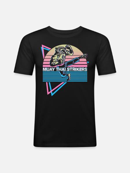 Muay Thai Kickboxing Retro - Men's Slim Fit T-Shirt - black