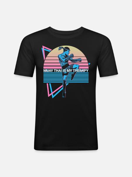 Muay Thai Kickboxing Retro - Men's Slim Fit T-Shirt - black