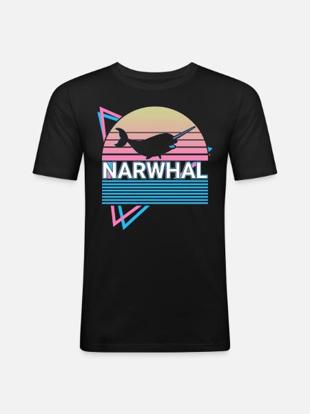 Narwhal Retro - Men's Slim Fit T-Shirt - black