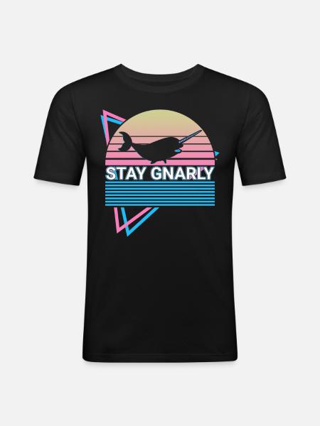 Narwhal Retro - Men's Slim Fit T-Shirt - black