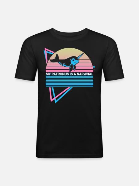 Narwhal Retro - Men's Slim Fit T-Shirt - black