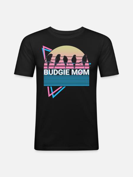 Budgie Mom Parakeet Retro - Men's Slim Fit T-Shirt - black