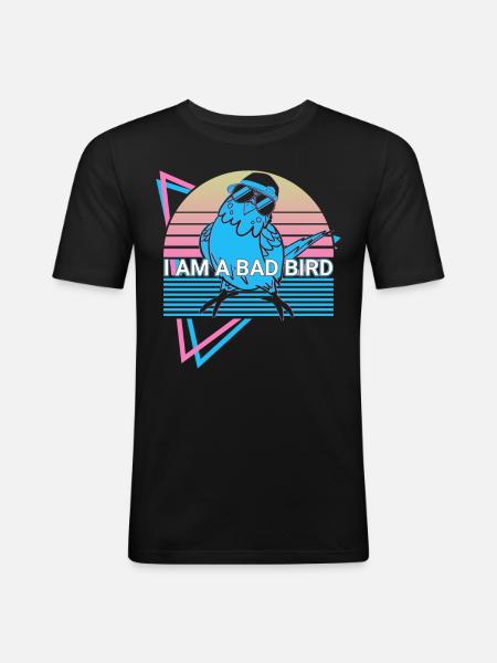 Budgie Parakeet Retro - Men's Slim Fit T-Shirt - black