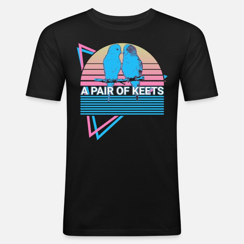 Budgie Parakeet Retro - Men's Slim Fit T-Shirt - black