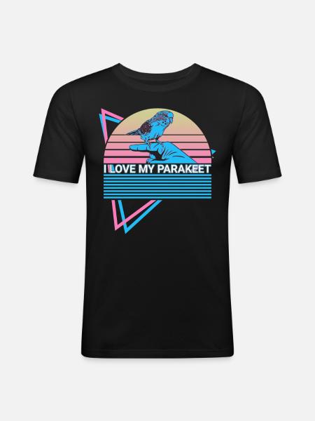 Budgie Parakeet Retro - Men's Slim Fit T-Shirt - black