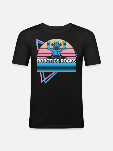 Retro robots - Men's Slim Fit T-Shirt - black