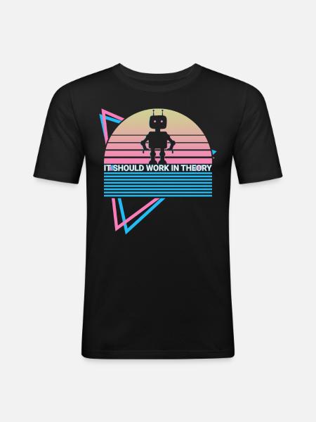 Funny Robot Robotics Retro - Men's Slim Fit T-Shirt - black