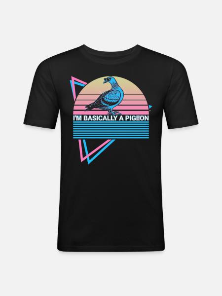 I'm basically a pigeon retro - Men's Slim Fit T-Shirt - black
