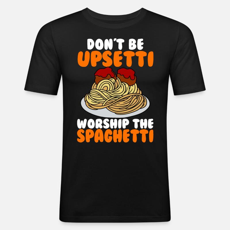 Das fliegende Spaghettimonster - Männer Slim Fit T-Shirt - Schwarz