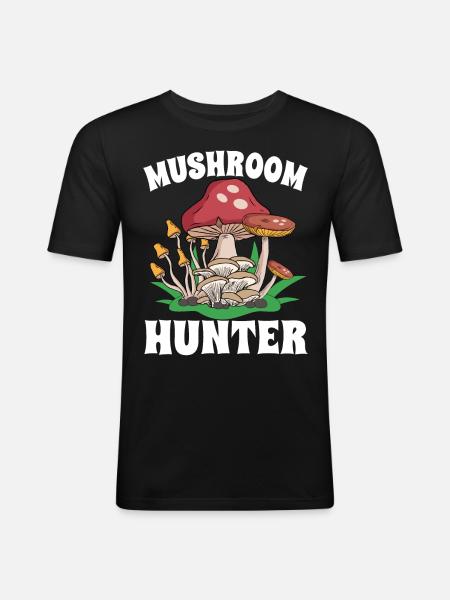 Pilzjagd - Männer Slim Fit T-Shirt - Schwarz