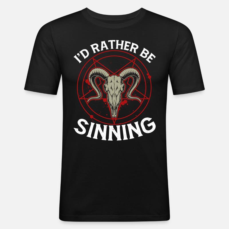 Lustiger Satanismus Satanisch Satan - Männer Slim Fit T-Shirt - Schwarz