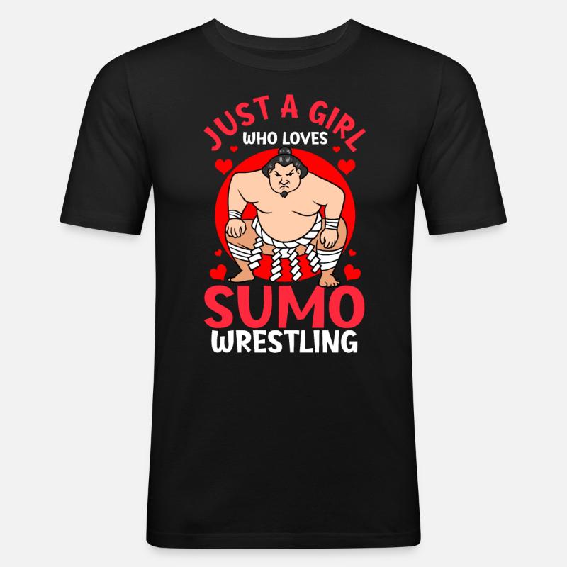 Sumo-Ringer Japanisch - Männer Slim Fit T-Shirt - Schwarz
