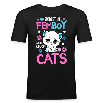 Cross Dressing - Männer Slim Fit T-Shirt - Schwarz - Vorne - Nik (191cm)