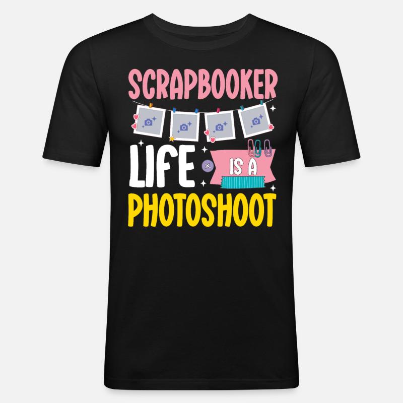 Scrapbooking - Männer Slim Fit T-Shirt - Schwarz