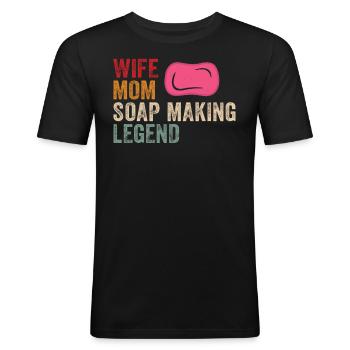 Fabricant de savon Soapologist - T-shirt près du corps Homme - noir - Devant - Nik (191cm)