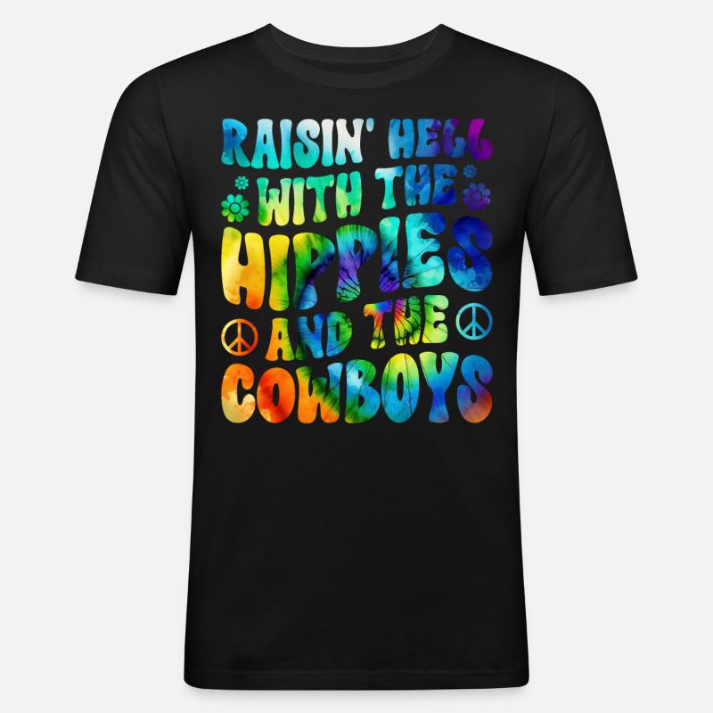 Krawattenfärbung Frieden - Männer Slim Fit T-Shirt - Schwarz