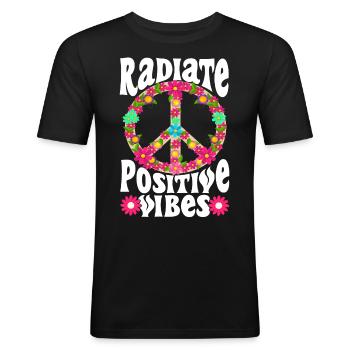 Hippie Be Kind Kindness Peace - Men's Slim Fit T-Shirt - black - Front - Nik (191cm)
