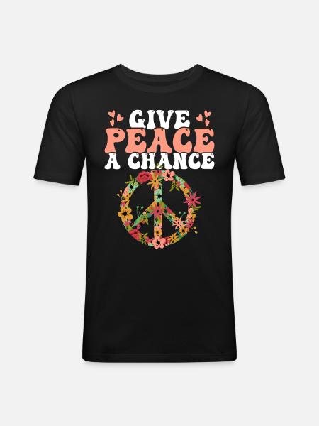 Hippie Peace Kindness - Men's Slim Fit T-Shirt - black