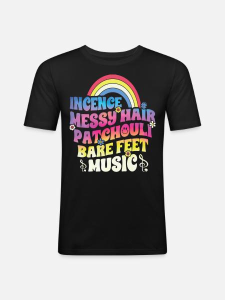 Funny Hippie Peace Kindness - Men's Slim Fit T-Shirt - black