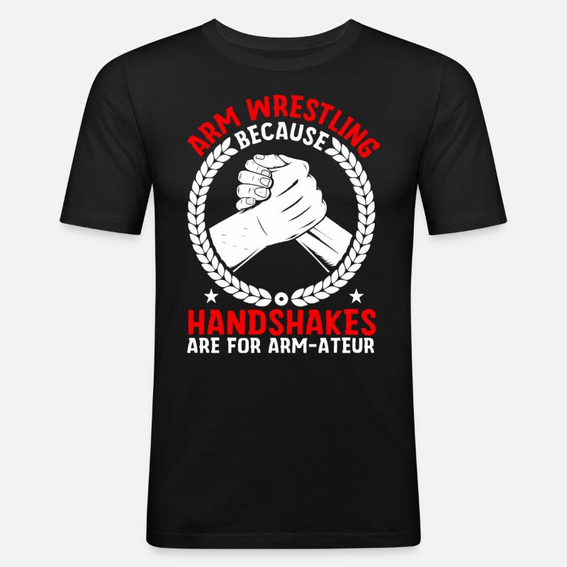 Bras de fer - T-shirt près du corps Homme - noir