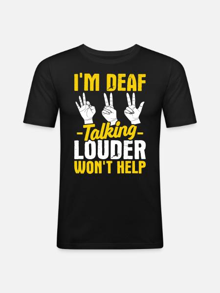 Deaf Pride ASL Gebärdensprache - Männer Slim Fit T-Shirt - Schwarz