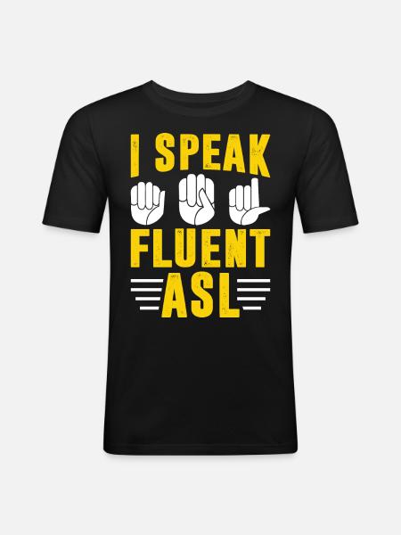 Deaf Pride Awareness Sign Language - Men's Slim Fit T-Shirt - black