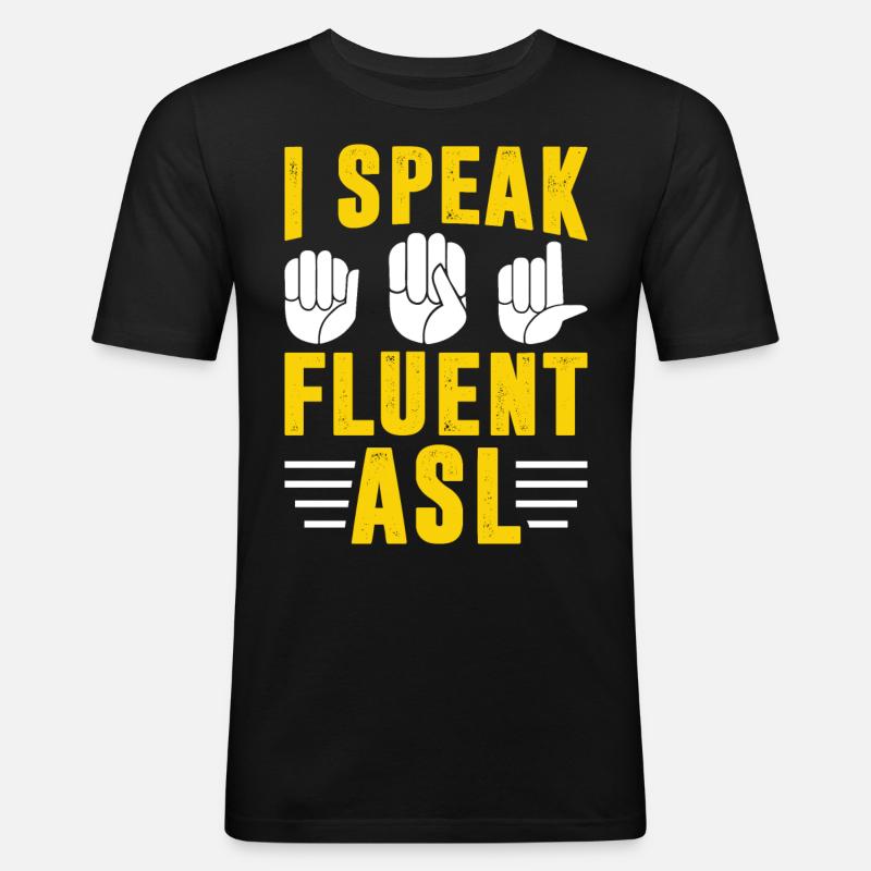 Deaf Pride Awareness Gebärdensprache - Männer Slim Fit T-Shirt - Schwarz