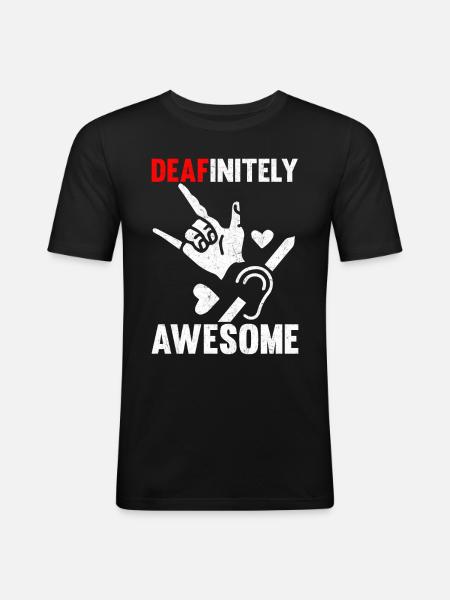 Deaf Pride ASL Gebärdensprache - Männer Slim Fit T-Shirt - Schwarz