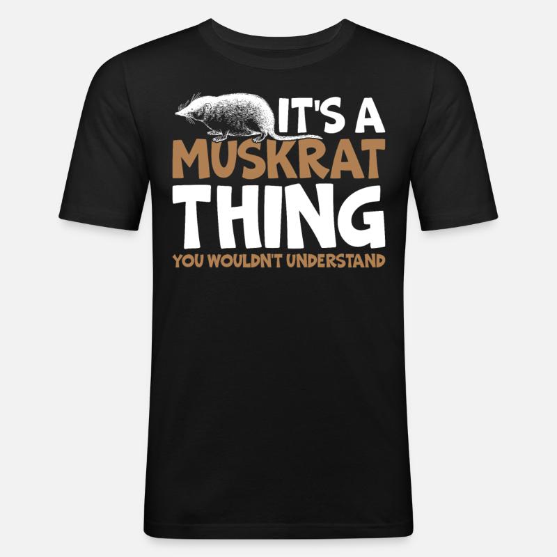 Retro Bisamratte - Männer Slim Fit T-Shirt - Schwarz