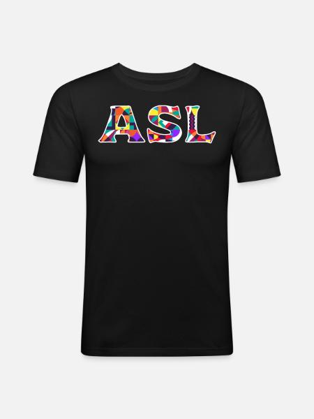 Deaf Pride ASL - Men's Slim Fit T-Shirt - black