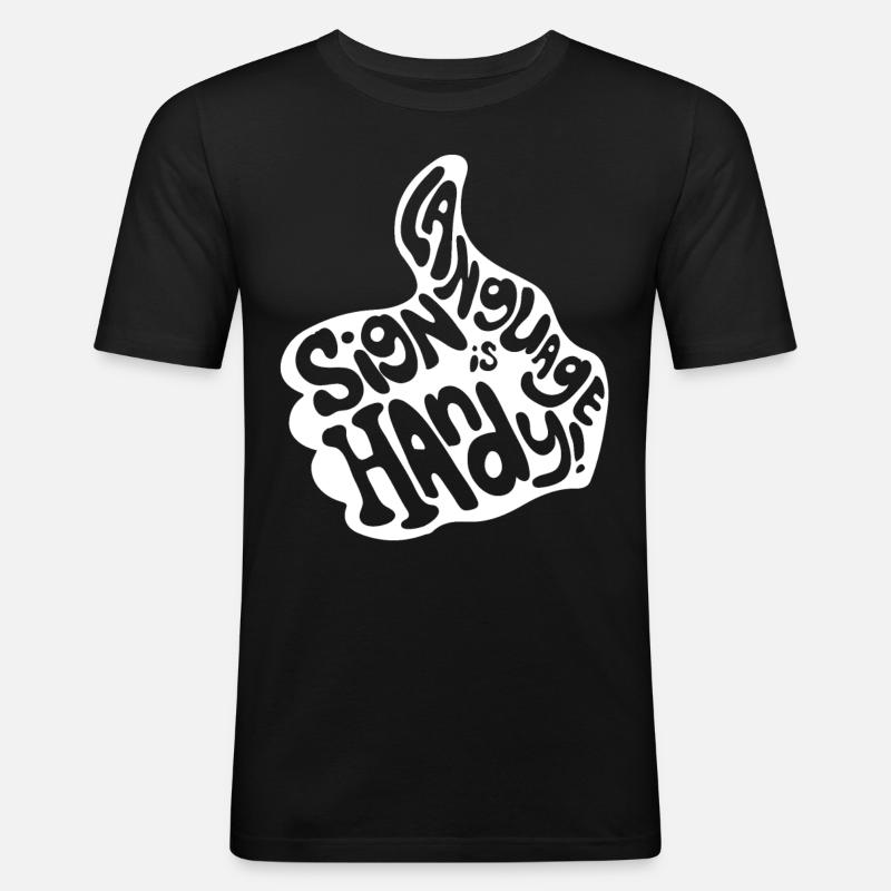 Deaf Pride Gebärdensprache - Männer Slim Fit T-Shirt - Schwarz